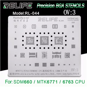 قیمت و خرید شابلون آی سی RELIFE RL-044 OV3 MT6771/6763/SDM660 CPU BGA stencil/0.12MM