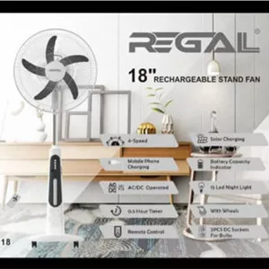 پنکه ایستاده کنترل دار شارژ و برق رگال مدل rc-18