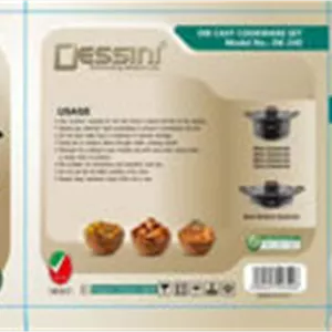 سرویس قابلمه 17 تکه دسینی مدل DK-340 دورنگ طوسی و مشکی