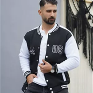 بامبر جکت  مردانه مشکی مدل Baseball