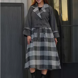 کت و دامن پیچازی طوسی زنانه‌