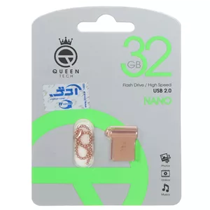 فلشQueen NANO USB2.0 Flash Memory-32GB رزگلد (گارانتی مادام العمر شرکت آی تین)
