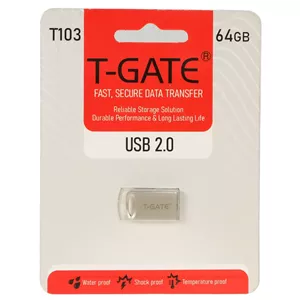 فلش مموری T-GATE USB2.0 مدل T103 ظرفیت 64GB - نقره ای (گارانتی آسان سرویس)