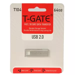 فلش مموری T-GATE USB2.0 مدل T104 ظرفیت 64GB - نقره ای (گارانتی آسان سرویس)