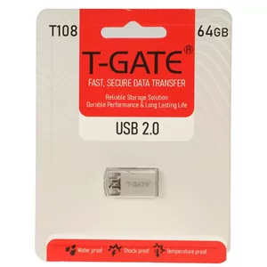 فلش مموری T-GATE USB2.0 مدل T108 ظرفیت 64GB - نقره ای (گارانتی آسان سرویس)