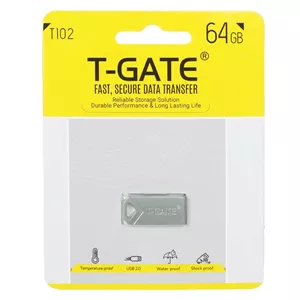 فلش مموری T-GATE USB2.0 مدل T102 ظرفیت 64GB - نقره ای (گارانتی آسان سرویس)