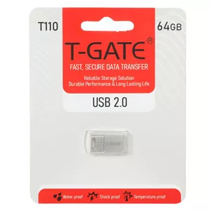 فلش مموری T-GATE USB2.0 مدل T110 ظرفیت 64GB - نقره ای (گارانتی آسان سرویس)