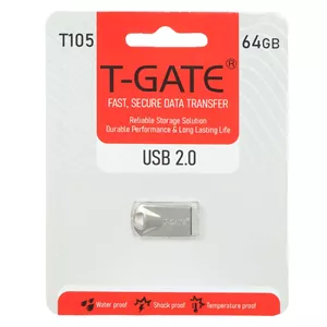 فلش مموری T-GATE USB2.0 مدل T105 ظرفیت 64GB - نقره ای (گارانتی آسان سرویس)