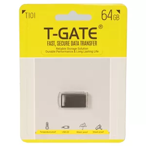 فلش مموری T-GATE USB2.0 مدل T101 ظرفیت 64GB - نقره ای (گارانتی آسان سرویس)