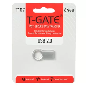 فلش مموری T-GATE USB2.0 مدل T107 ظرفیت 64GB - نقره ای (گارانتی آسان سرویس)
