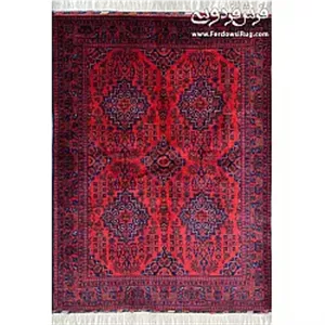 فرش دستباف خراسان طرح خان‌محمدی زمینه لاکی سایز ۳ متری