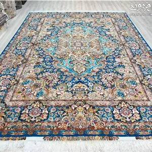 فرش دستباف 9 متری سالاری فیروزه‌ای تبریز