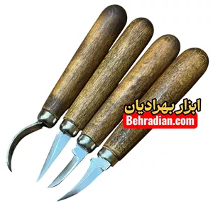 مغار چاقویی ظریف کاری پیکر تراشی و منبت  ۴ عددی
