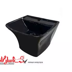 روشویی دیواری نیم پایه چینی کردمدل آرتا مشکی مات