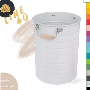 گلدان فلزی لاین دسته فلزی گالوانیزه  ارتفاع 40 سانتیمتر قطر 30 سانتیمتر