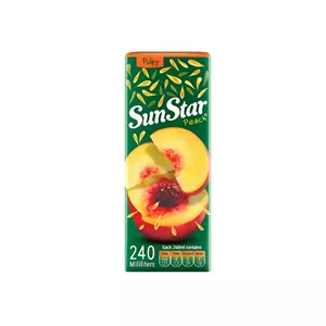 آبمیوه نکتار پالپ‌دار هلو سان استار پاکتی 240ml باکس 36 عددی