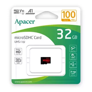 کارت حافظه میکرو اس دی اپیسر Apacer مدل microSDHC UHS-I U1 V10 A1 ظرفیت ۳۲ گیگابایت سرعت ۱۰۰MB/s