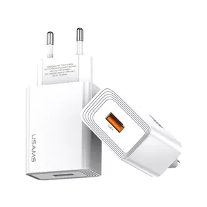 شارژر دیواری تک پورت یوسمز USAMS مدل CC326 T69 توان 10.5W / 2.1A | دوشاخه استاندارد ایران (EU Plug)، بدنه ضدحریق، سیستم هوشمند کنترل شارژ