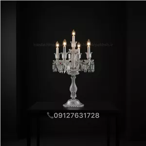 آباژور رو میزی و شمعدان باکارات بی رنگ