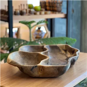 اردو خوری چوبی دست‌ ساز سه خانه چوب طبیعی گردو 