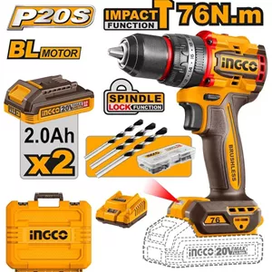 دریل شارژی ضربه‌ای براشلس 20 ولت اینکو مدل INGCO CIDLI20768