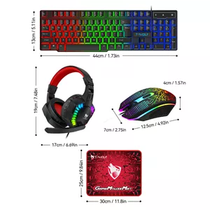 ست گیمینگ 4 در 1 T-WOLF  مدل TF810 | ماوس،  کیبورد ، هدست و موس‌پد |  فول  RGB