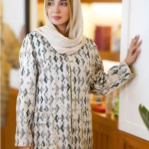 مانتو زنانه ژاکارد طرح لوزی نایس مد رنگ سبز