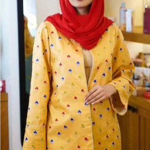 مانتو زنانه تافته سوزندوزی شده کرم ماهوت