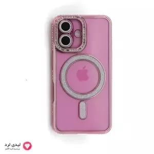 قاب گوشی آیفون 16 مدل دور نگین دار صورتی