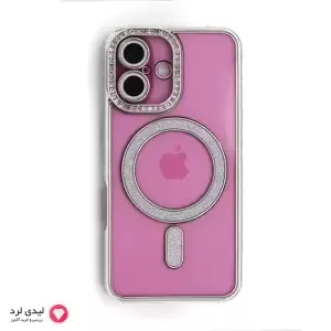 قاب گوشی آیفون 16 مدل دور نگین دار طوسی