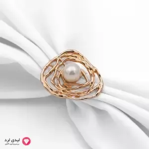 انگشتر فانتزی طرح آشیانه مروارید رزگلد