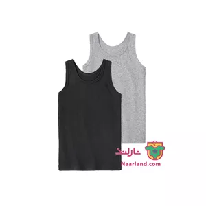 مجموعه ۲ عددی زیرپوش رکابی پسرانه pepperts مشکی خاکستری