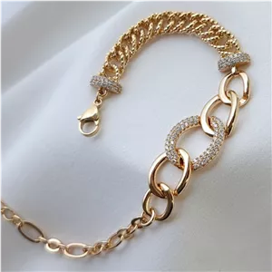 دستبند کارتیر ترکیبی طرح طلا ژوپینگ کد 852 