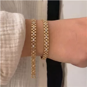دستبند زنانه ژوپینگ مدل رولکس ظریف نگین دار کد 958