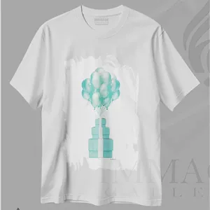 تیشرت طرح دار Teal,بادکنک ها و جعبه های هدیه به رنگ فیروزه ای اثر آماندا گرینوود