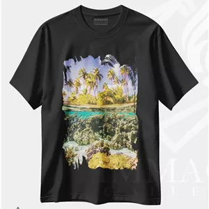 تیشرت طرح دار Taha'a Under/Above Water Split Of Coral And Palm Trees,ترکیب زیر و بالای آب از مرجان و درختان نخل اثر جینز گالری