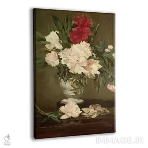 تابلو کلاسیک گلدان گل صدتومانی بر روی پایه ای کوچک، ۱۸۶۴ اثر ادوارد مانه