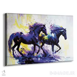 تابلو دکوراتیو اسب ها در مسیر آبی اثر لئون دوونیس