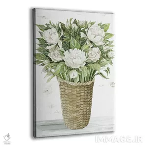 تابلو دکوراتیو سبد گل پئونی اثر سیندی جیکوبز