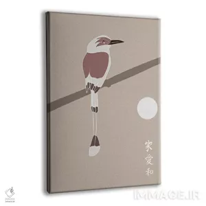 تابلو مینیمال هنر ژاپنی: پرنده و ماه اثر سابرینا بالبوئنا 