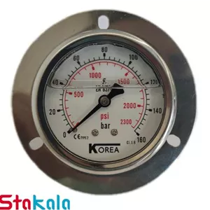 گیج فشار ۶ سانتیمتری رزوه از پشت – تابلویی گلیسیرنی (Korea) – رنج فشار 60 بار، 100 بار، 160 بار، 250 بار، 400 بار و 600 بار