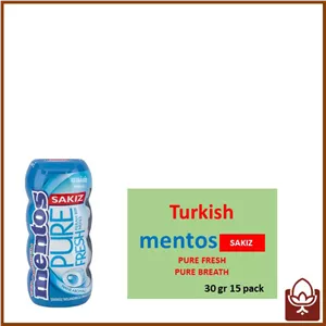 آدامس بدون قند مغزدار 30 گرمی منتوس - با طعم نعناع تند