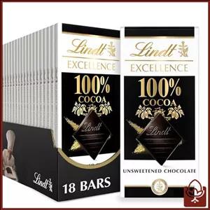 شکلات تلخ 100 درصد لینت اصل سوئیس | Lindt Excellence 100% Cocoa بدون شکر و کاملاً خالص (50 گرم)