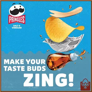 چیپس پرینگلز 165 گرمی با طعم سرکه نمکی – اسنک ترش و ترد