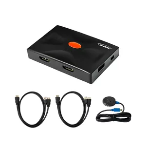 سوئیچ KVM دو پورت HDMI دی‌نت (D-net) همراه با کابل و ریموت سیمی