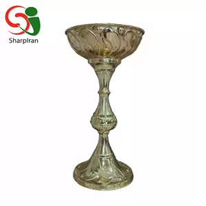 جام آجیل و خشکبار پایه دار مدل اشکی آبکاری طلایی