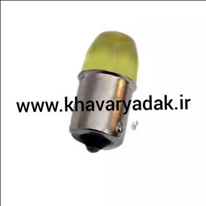 لامپ فلاشر چشمک زن فندقی سر شیشه ایی رنگ زرد انبه ایی 24 ولت مناسب ماشین های سنگین