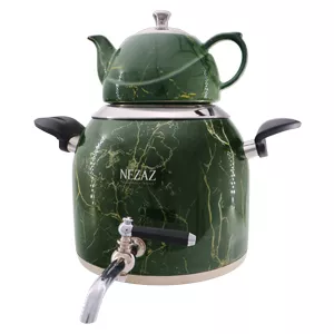 نزاز کتری و قوری 5 لیتری طرح ترک شیردار/قوری چینی( رنگی طرح سنگ) کد 3022