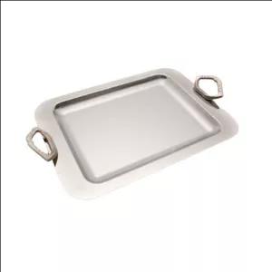 سینی دیاکو دسته نگینی نقره ای کوچک دور ساده کف گلدار کد320