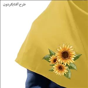 مقنعه طرحدار آبی نفتی /کرپ طرح معلم و دانش آموز